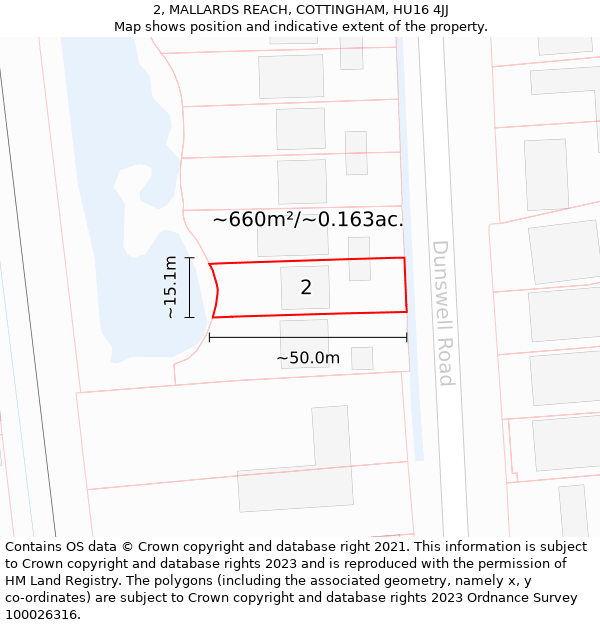 2, MALLARDS REACH, COTTINGHAM, HU16 4JJ: Plot and title map