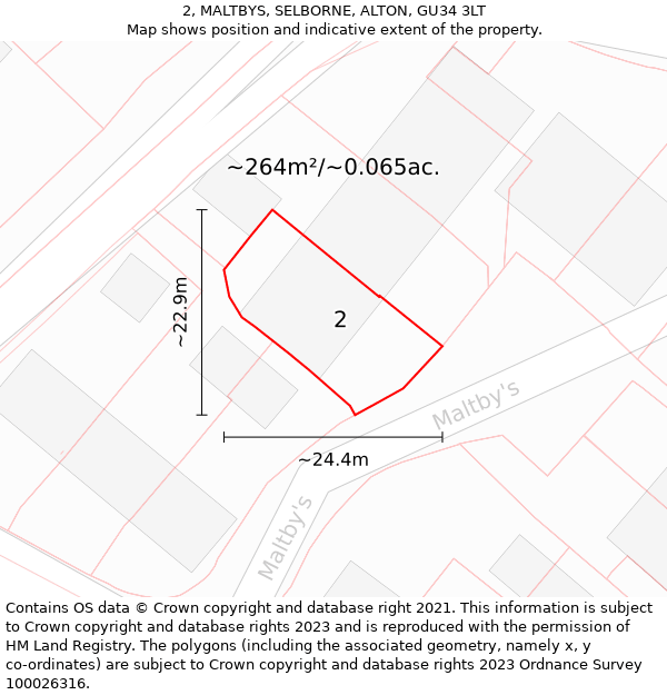 2, MALTBYS, SELBORNE, ALTON, GU34 3LT: Plot and title map