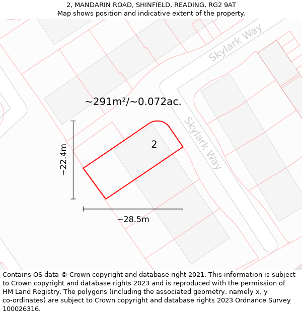 2, MANDARIN ROAD, SHINFIELD, READING, RG2 9AT: Plot and title map