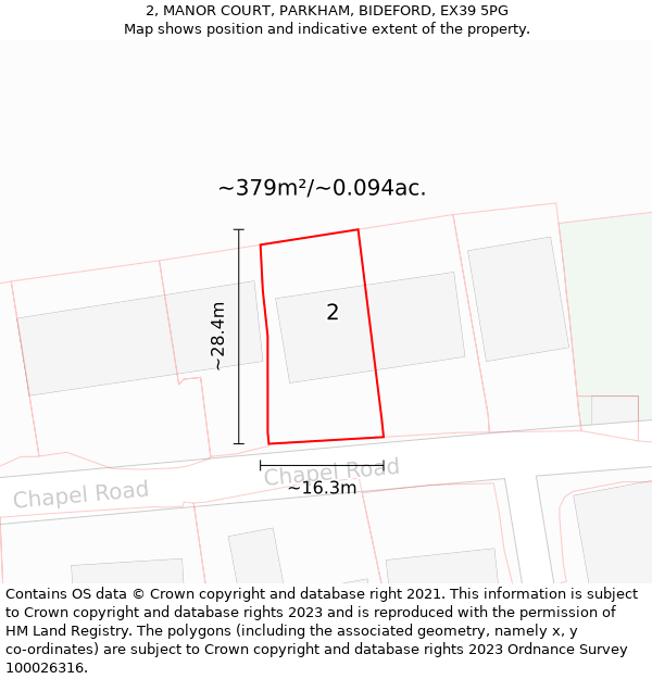 2, MANOR COURT, PARKHAM, BIDEFORD, EX39 5PG: Plot and title map