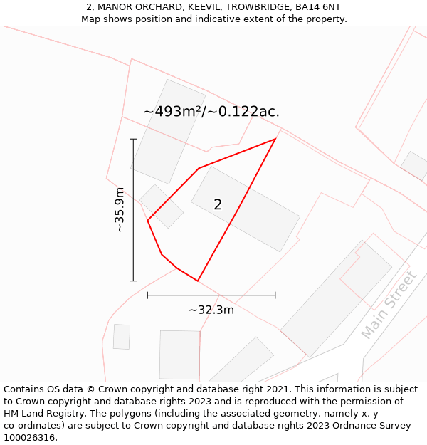 2, MANOR ORCHARD, KEEVIL, TROWBRIDGE, BA14 6NT: Plot and title map