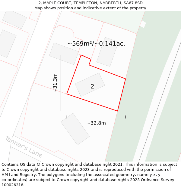 2, MAPLE COURT, TEMPLETON, NARBERTH, SA67 8SD: Plot and title map