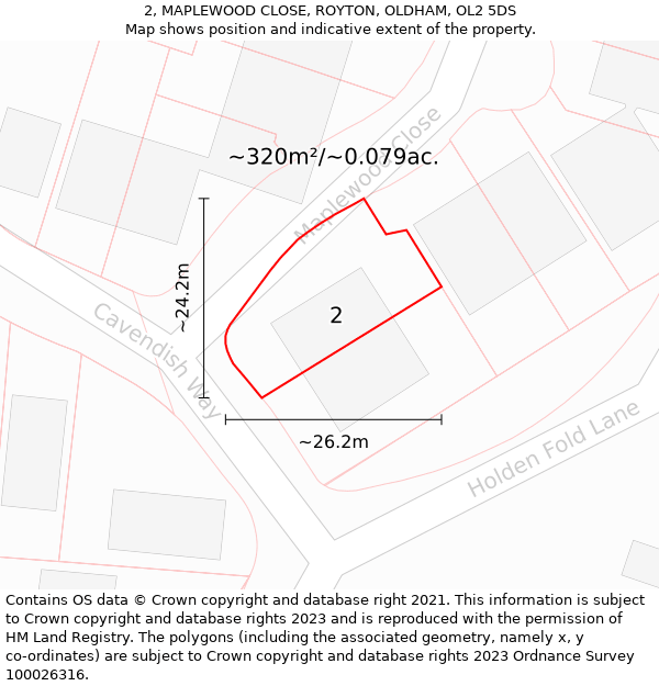 2, MAPLEWOOD CLOSE, ROYTON, OLDHAM, OL2 5DS: Plot and title map