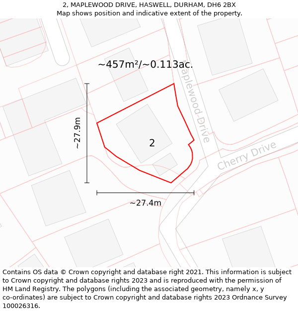 2, MAPLEWOOD DRIVE, HASWELL, DURHAM, DH6 2BX: Plot and title map