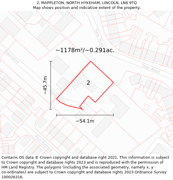 2, MAPPLETON, NORTH HYKEHAM, LINCOLN, LN6 9TQ: Plot and title map