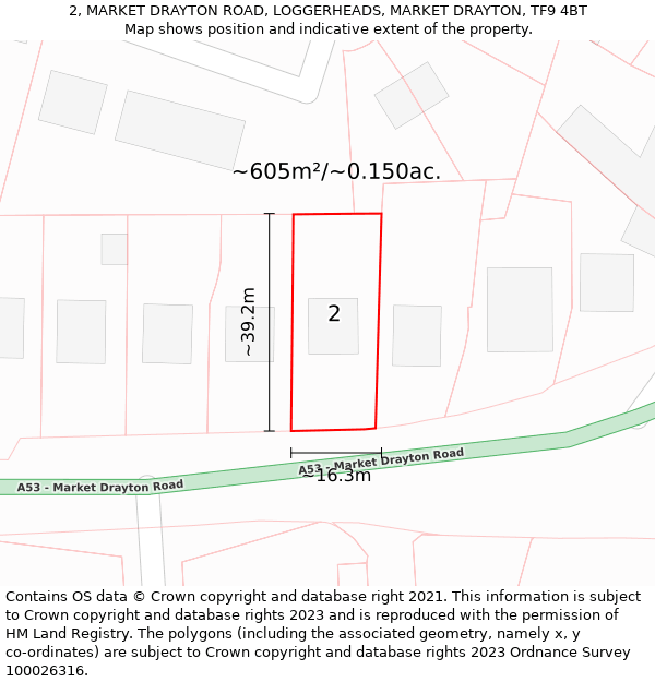 2, MARKET DRAYTON ROAD, LOGGERHEADS, MARKET DRAYTON, TF9 4BT: Plot and title map