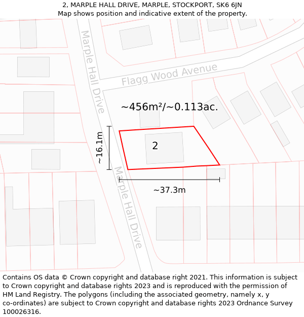 2, MARPLE HALL DRIVE, MARPLE, STOCKPORT, SK6 6JN: Plot and title map