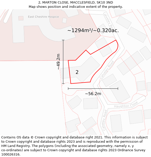 2, MARTON CLOSE, MACCLESFIELD, SK10 3ND: Plot and title map