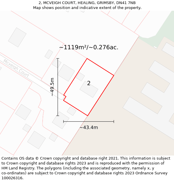 2, MCVEIGH COURT, HEALING, GRIMSBY, DN41 7NB: Plot and title map