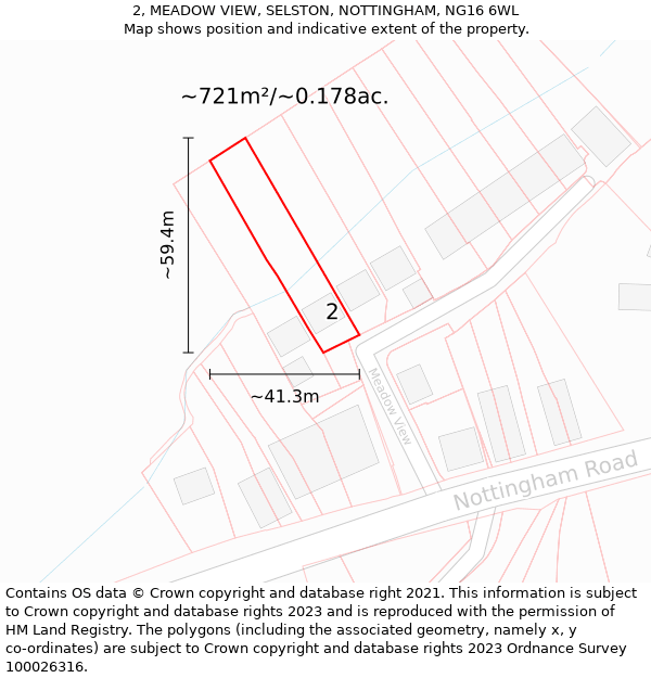 2, MEADOW VIEW, SELSTON, NOTTINGHAM, NG16 6WL: Plot and title map