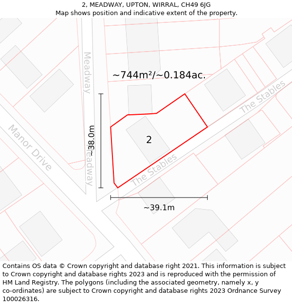 2, MEADWAY, UPTON, WIRRAL, CH49 6JG: Plot and title map