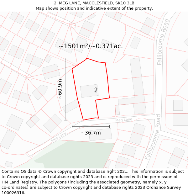 2, MEG LANE, MACCLESFIELD, SK10 3LB: Plot and title map