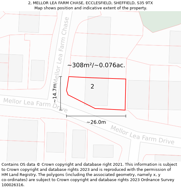 2, MELLOR LEA FARM CHASE, ECCLESFIELD, SHEFFIELD, S35 9TX: Plot and title map