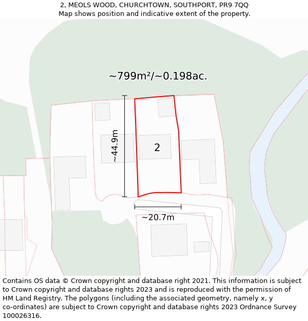 2, MEOLS WOOD, CHURCHTOWN, SOUTHPORT, PR9 7QQ: Plot and title map