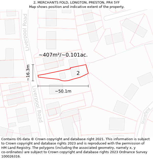 2, MERCHANTS FOLD, LONGTON, PRESTON, PR4 5YF: Plot and title map