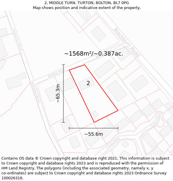 2, MIDDLE TURN, TURTON, BOLTON, BL7 0PG: Plot and title map