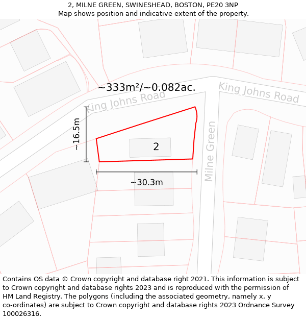 2, MILNE GREEN, SWINESHEAD, BOSTON, PE20 3NP: Plot and title map