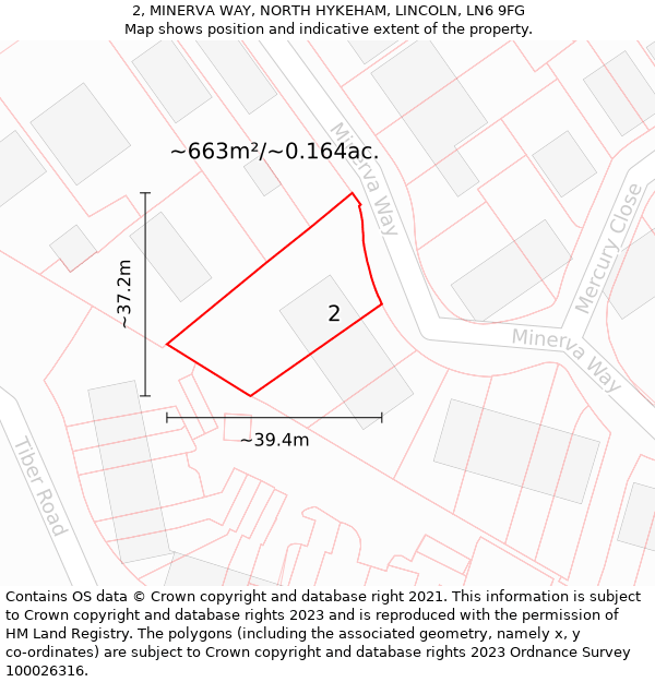 2, MINERVA WAY, NORTH HYKEHAM, LINCOLN, LN6 9FG: Plot and title map