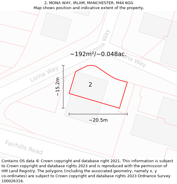 2, MONA WAY, IRLAM, MANCHESTER, M44 6GG: Plot and title map