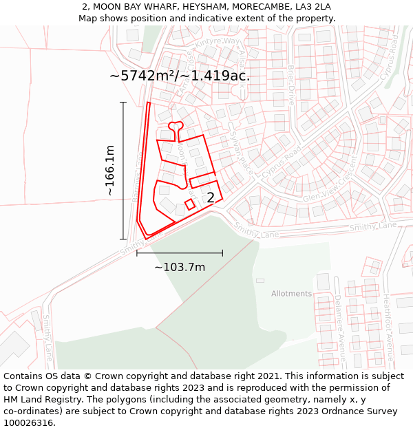 2, MOON BAY WHARF, HEYSHAM, MORECAMBE, LA3 2LA: Plot and title map