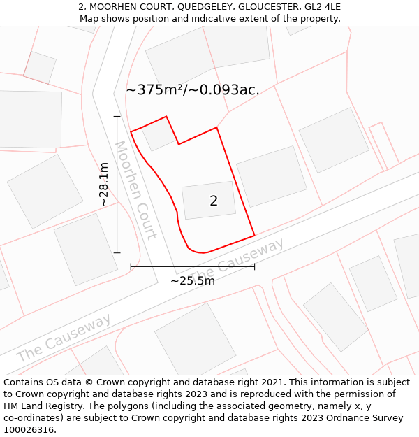 2, MOORHEN COURT, QUEDGELEY, GLOUCESTER, GL2 4LE: Plot and title map