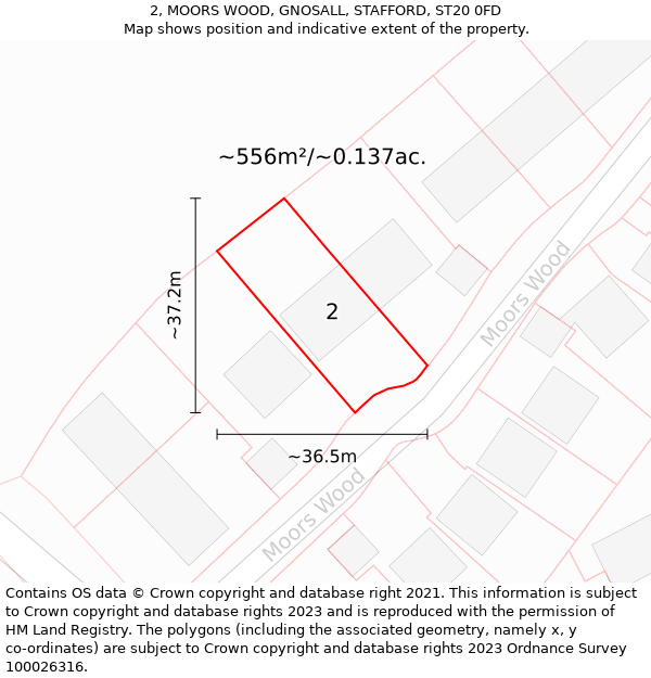 2, MOORS WOOD, GNOSALL, STAFFORD, ST20 0FD: Plot and title map