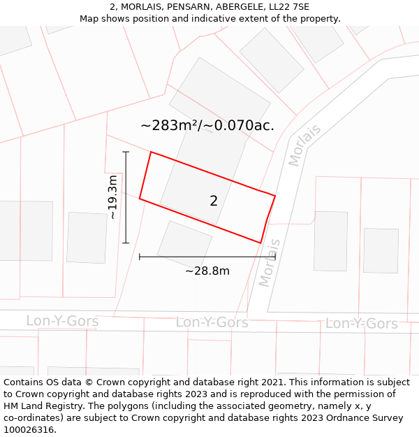 2, MORLAIS, PENSARN, ABERGELE, LL22 7SE: Plot and title map