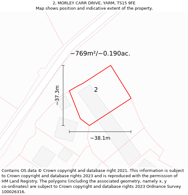 2, MORLEY CARR DRIVE, YARM, TS15 9FE: Plot and title map