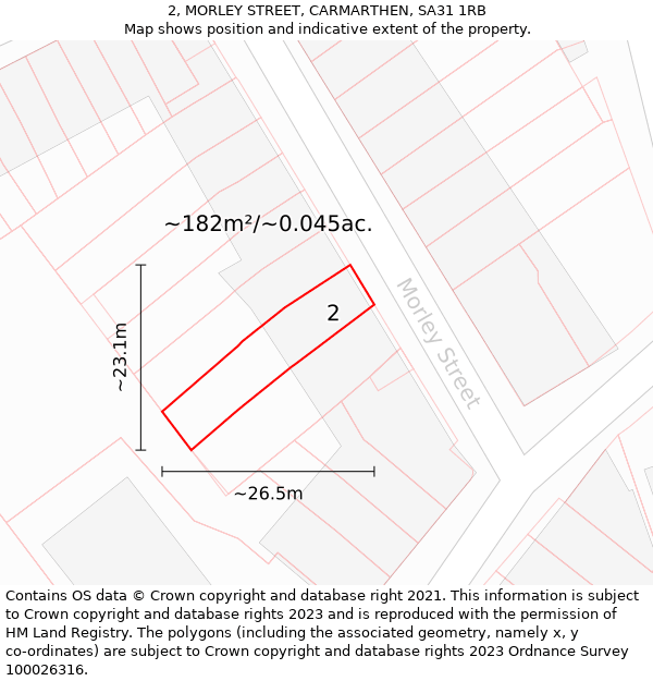 2, MORLEY STREET, CARMARTHEN, SA31 1RB: Plot and title map