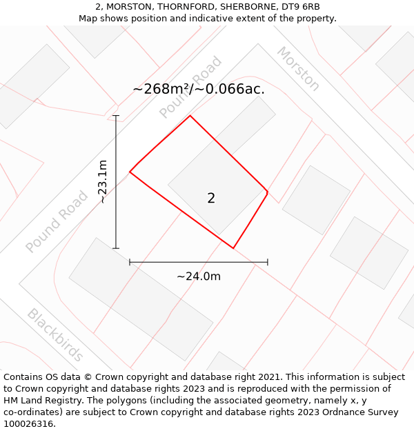 2, MORSTON, THORNFORD, SHERBORNE, DT9 6RB: Plot and title map