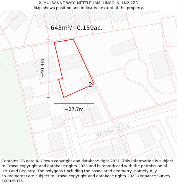 2, MULSANNE WAY, NETTLEHAM, LINCOLN, LN2 2ZD: Plot and title map