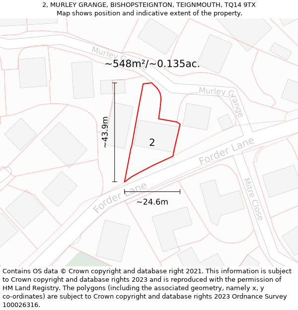 2, MURLEY GRANGE, BISHOPSTEIGNTON, TEIGNMOUTH, TQ14 9TX: Plot and title map