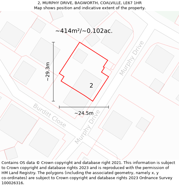 2, MURPHY DRIVE, BAGWORTH, COALVILLE, LE67 1HR: Plot and title map