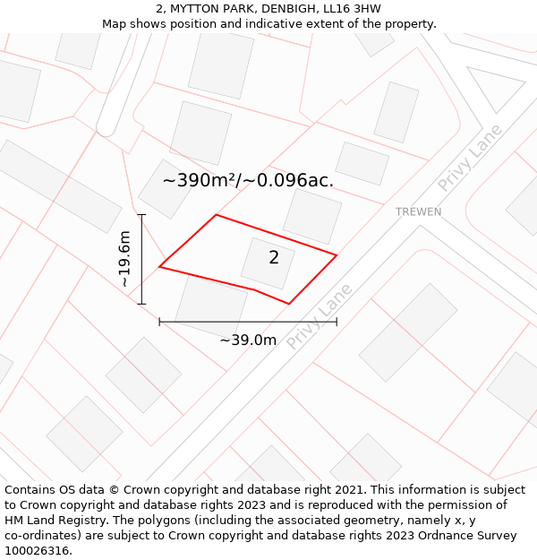 2, MYTTON PARK, DENBIGH, LL16 3HW: Plot and title map