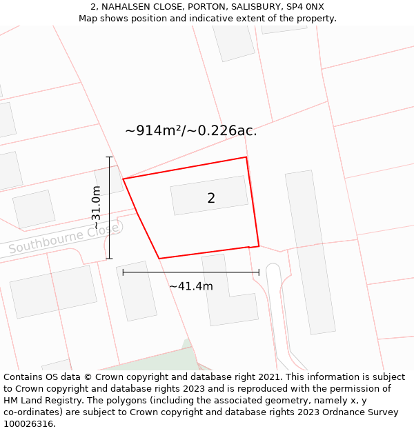 2, NAHALSEN CLOSE, PORTON, SALISBURY, SP4 0NX: Plot and title map