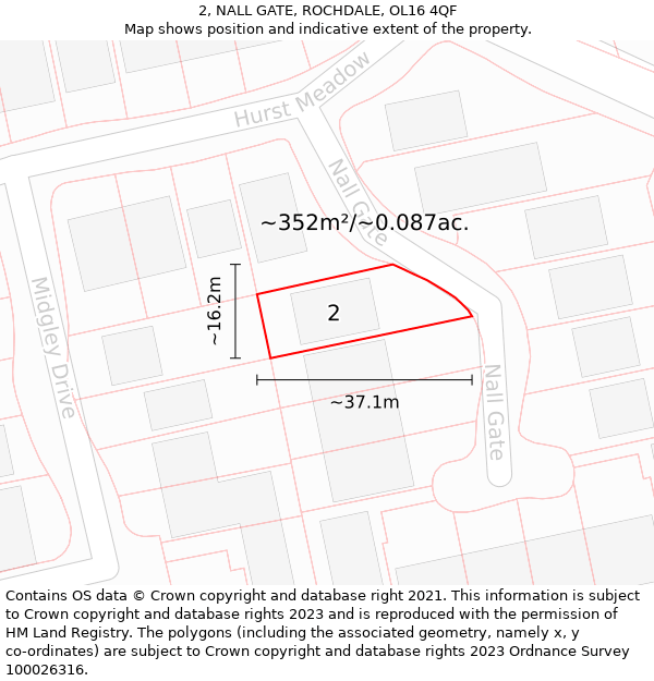 2, NALL GATE, ROCHDALE, OL16 4QF: Plot and title map