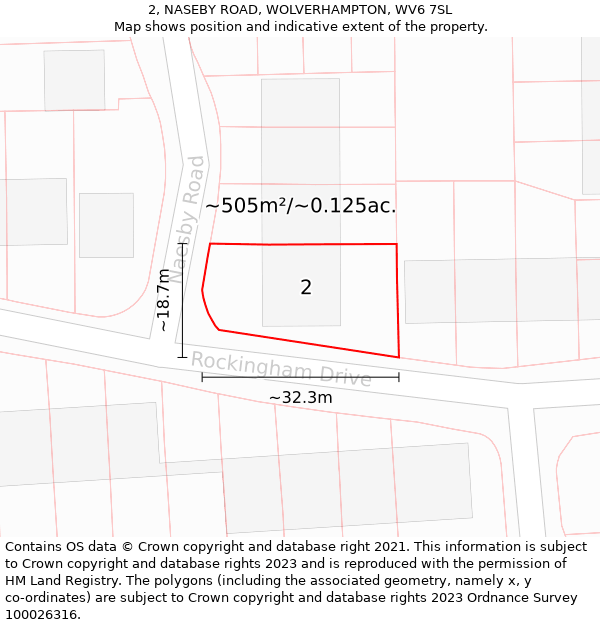 2, NASEBY ROAD, WOLVERHAMPTON, WV6 7SL: Plot and title map