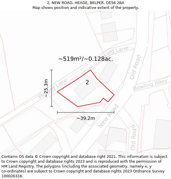 2, NEW ROAD, HEAGE, BELPER, DE56 2BA: Plot and title map