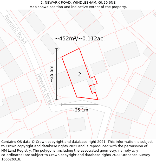 2, NEWARK ROAD, WINDLESHAM, GU20 6NE: Plot and title map