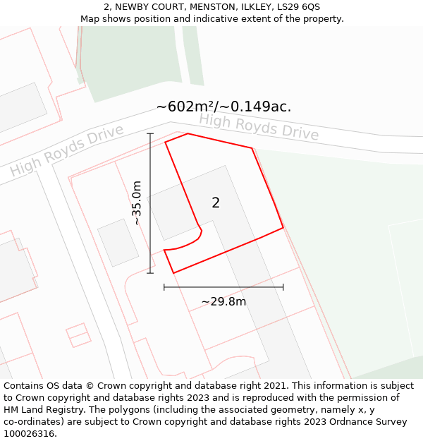 2, NEWBY COURT, MENSTON, ILKLEY, LS29 6QS: Plot and title map