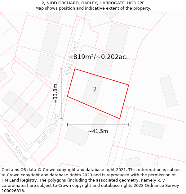 2, NIDD ORCHARD, DARLEY, HARROGATE, HG3 2PE: Plot and title map