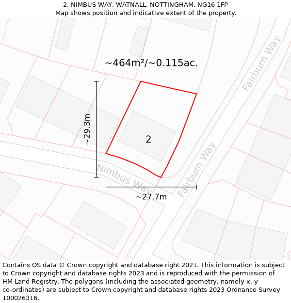 2, NIMBUS WAY, WATNALL, NOTTINGHAM, NG16 1FP: Plot and title map