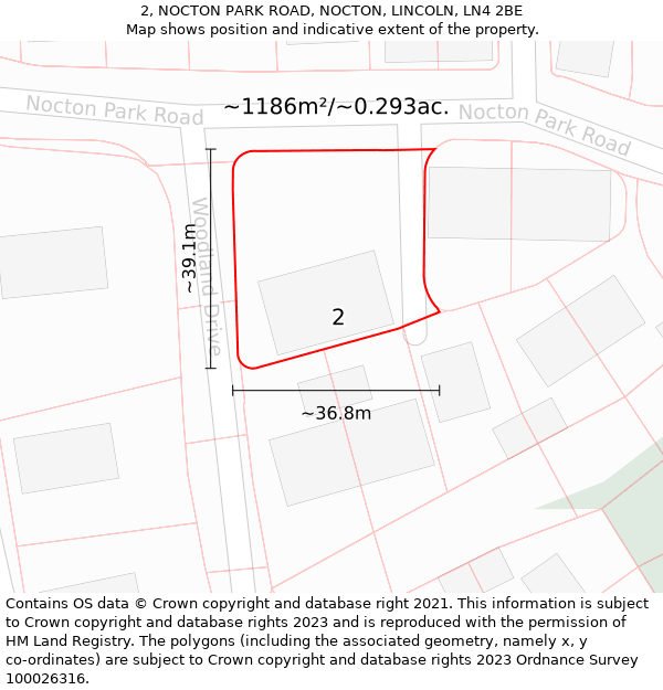 2, NOCTON PARK ROAD, NOCTON, LINCOLN, LN4 2BE: Plot and title map