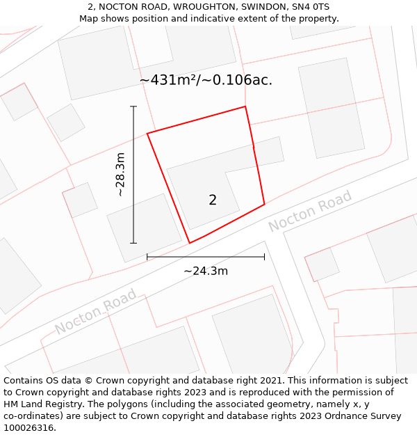 2, NOCTON ROAD, WROUGHTON, SWINDON, SN4 0TS: Plot and title map