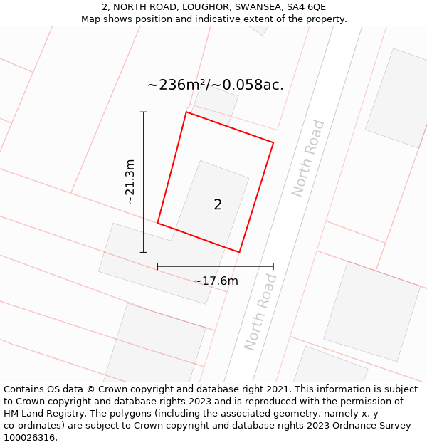 2, NORTH ROAD, LOUGHOR, SWANSEA, SA4 6QE: Plot and title map