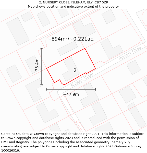 2, NURSERY CLOSE, ISLEHAM, ELY, CB7 5ZP: Plot and title map