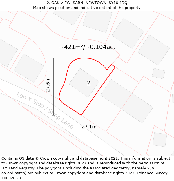 2, OAK VIEW, SARN, NEWTOWN, SY16 4DQ: Plot and title map