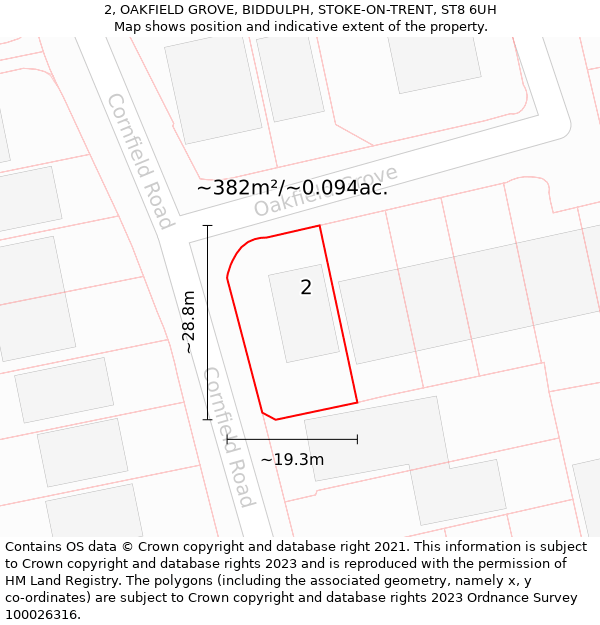 2, OAKFIELD GROVE, BIDDULPH, STOKE-ON-TRENT, ST8 6UH: Plot and title map