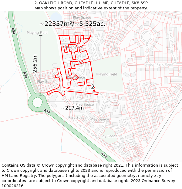 2, OAKLEIGH ROAD, CHEADLE HULME, CHEADLE, SK8 6SP: Plot and title map