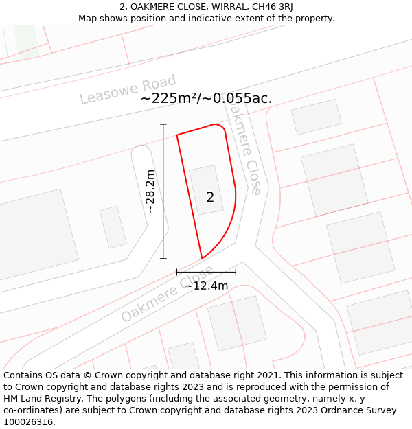 2, OAKMERE CLOSE, WIRRAL, CH46 3RJ: Plot and title map